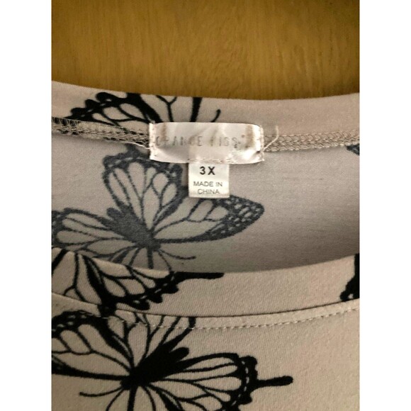 Butterfly print top with ruched side gather ties Size 3X EUC - Picture 2 of 3